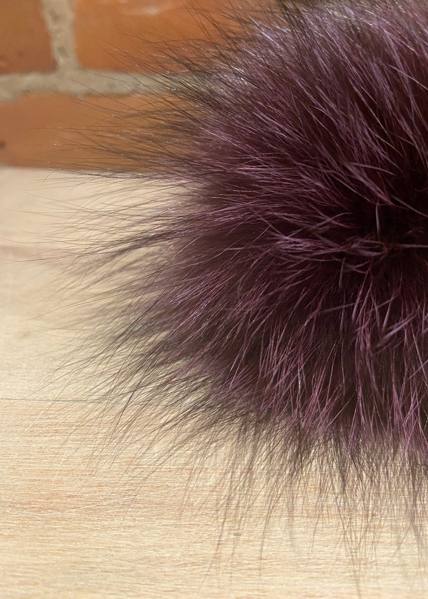Maroon Purple Fox Fur Pom, 4 Inch