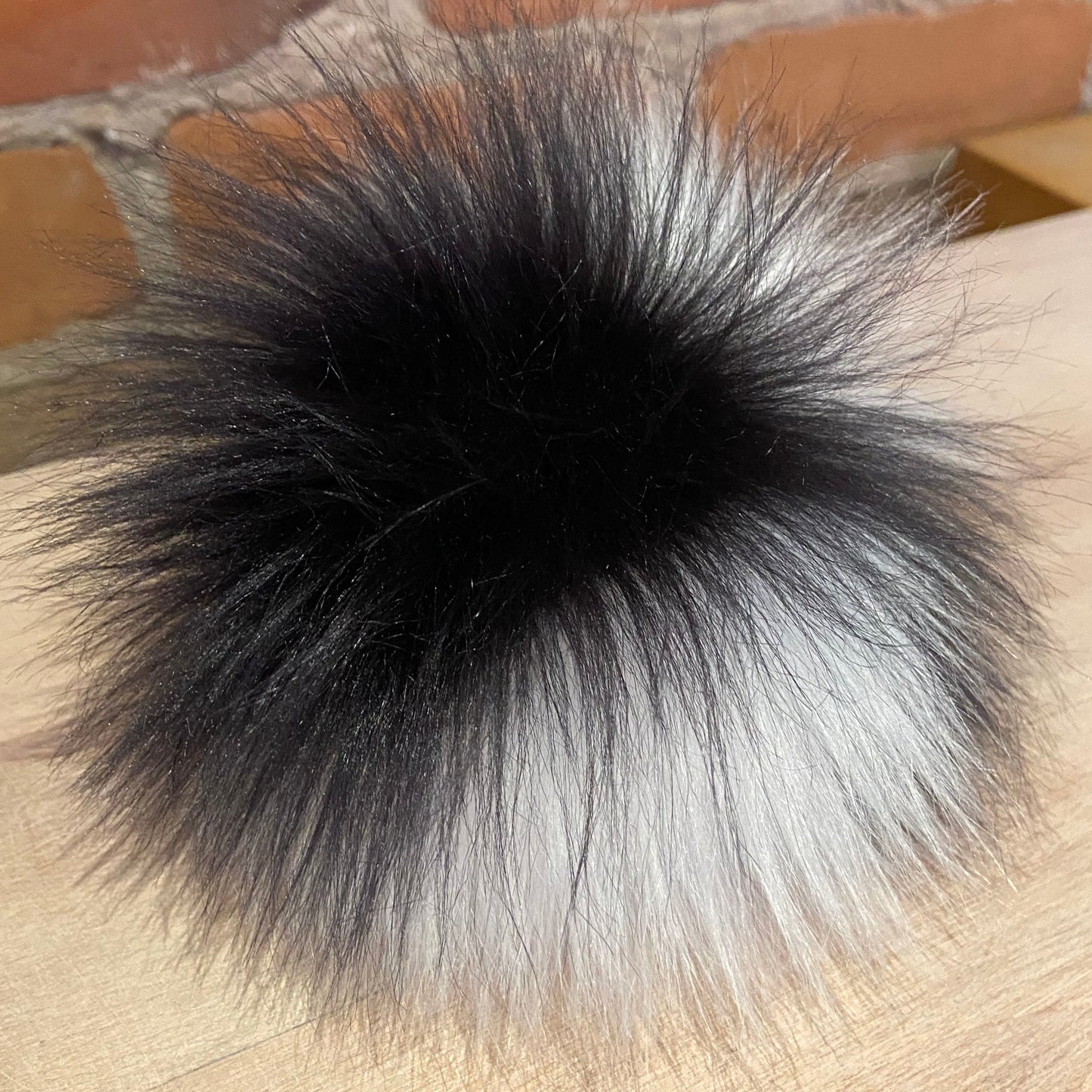 Jumbo Black and White Designer Faux Fur Hat Pom Pom