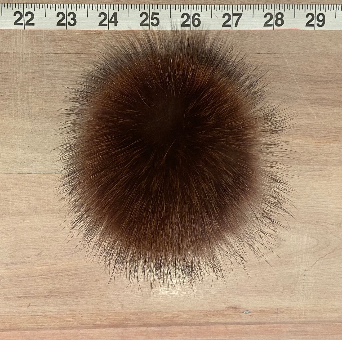 Rust Brown Raccoon Fur Pom, 4 Inch