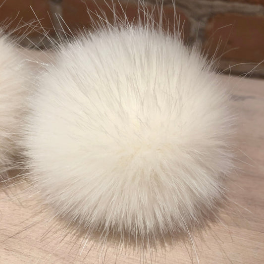 Ivory Faux Fur Mini Mink Hat Pom