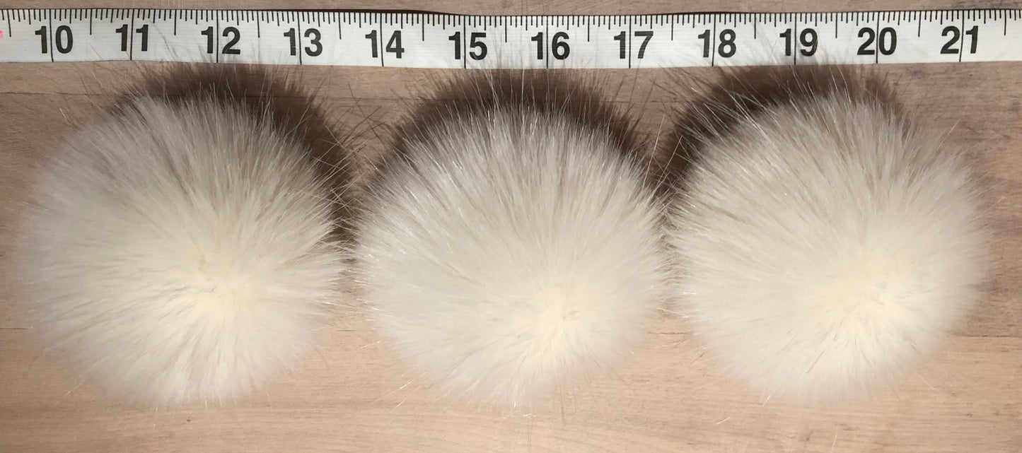 Ivory Mink Faux Fur Pom, 2.5 Inch