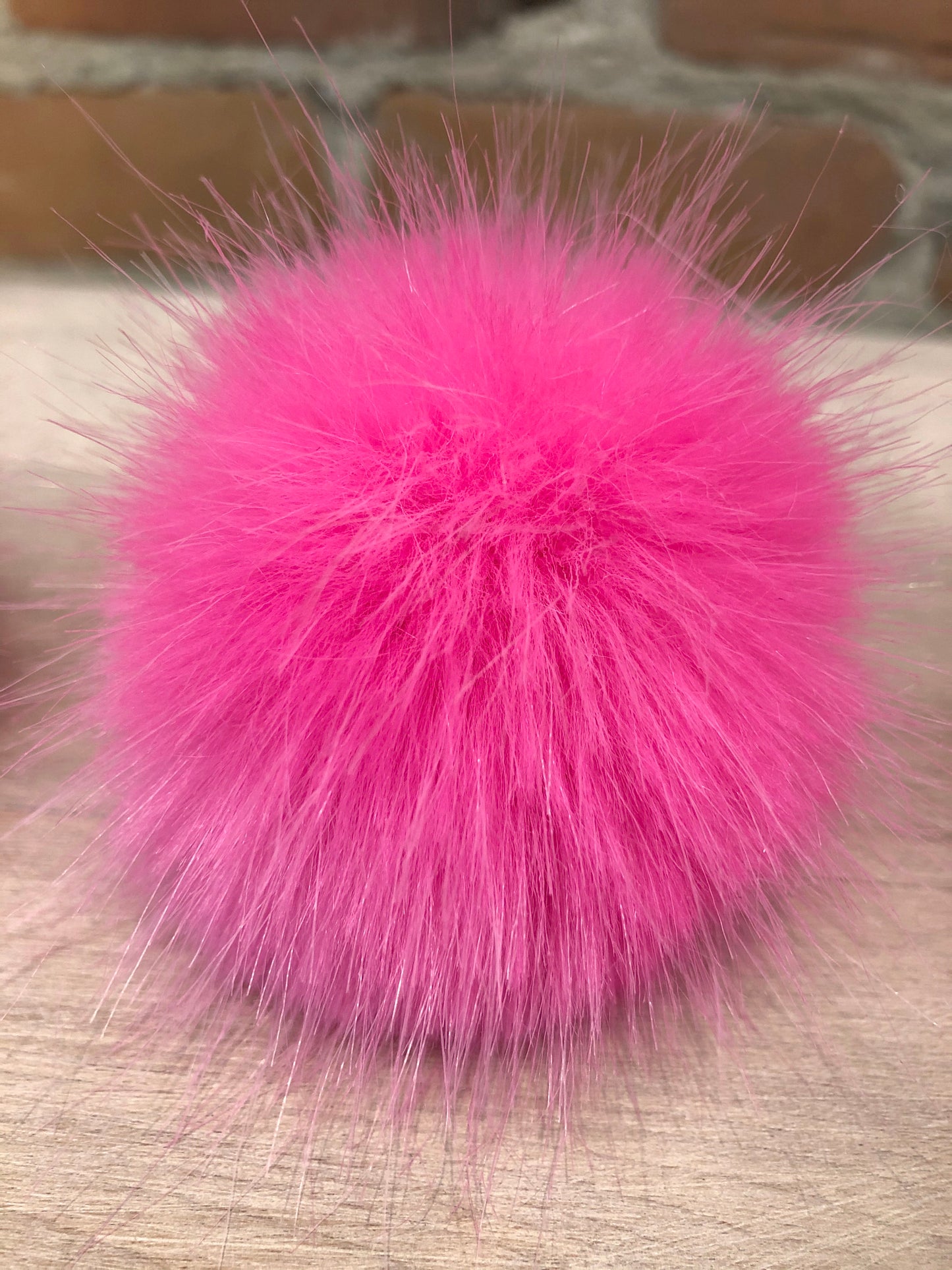 Neon Pink Mink Faux Fur Pom, 2.5 Inch