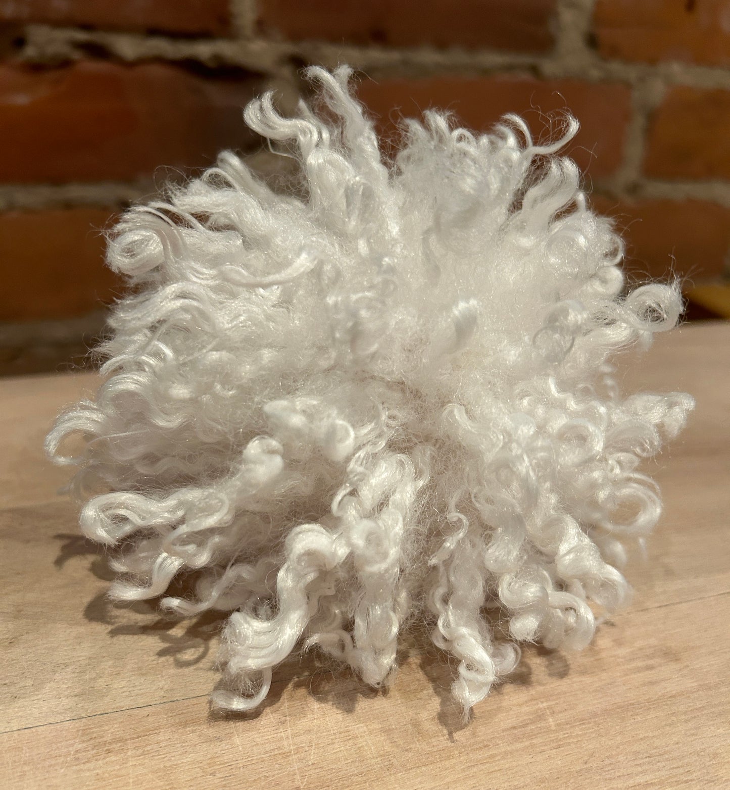 Winter White Faux Fur Curly Pom, 5 Inch