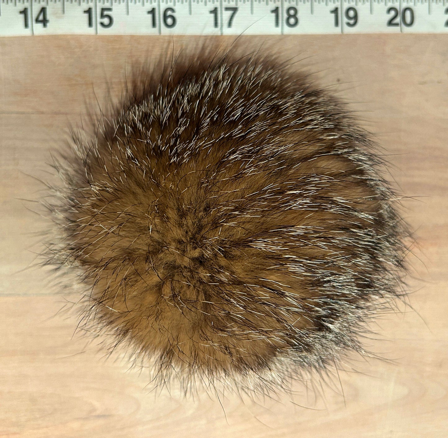 Grey Gold Fox Fur Pom, 4.5 Inch