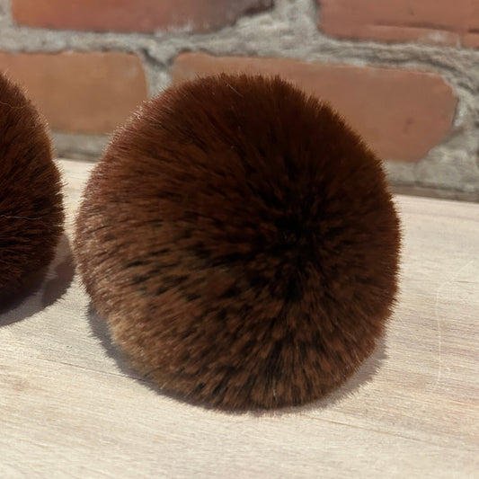 Dark Brown Chinchilla Faux Fur Hat Pom