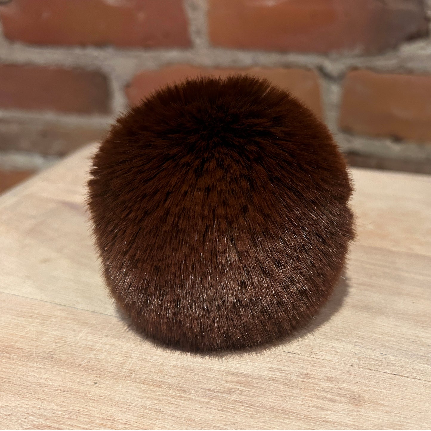 Dark Brown Chinchilla Faux Fur Pom, 3.5 Inch