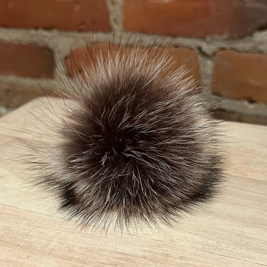 Small Grey Brown Raccoon Hat Pom