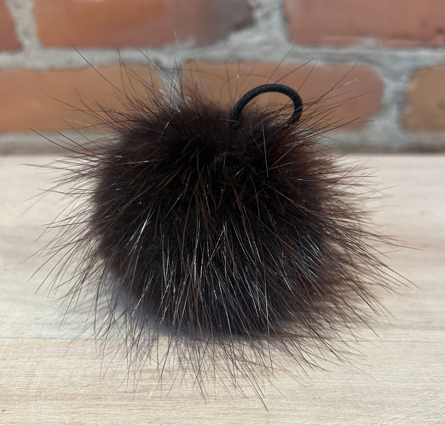 Dark Brown Beaver Fur Hat Pom, 3.5 Inch