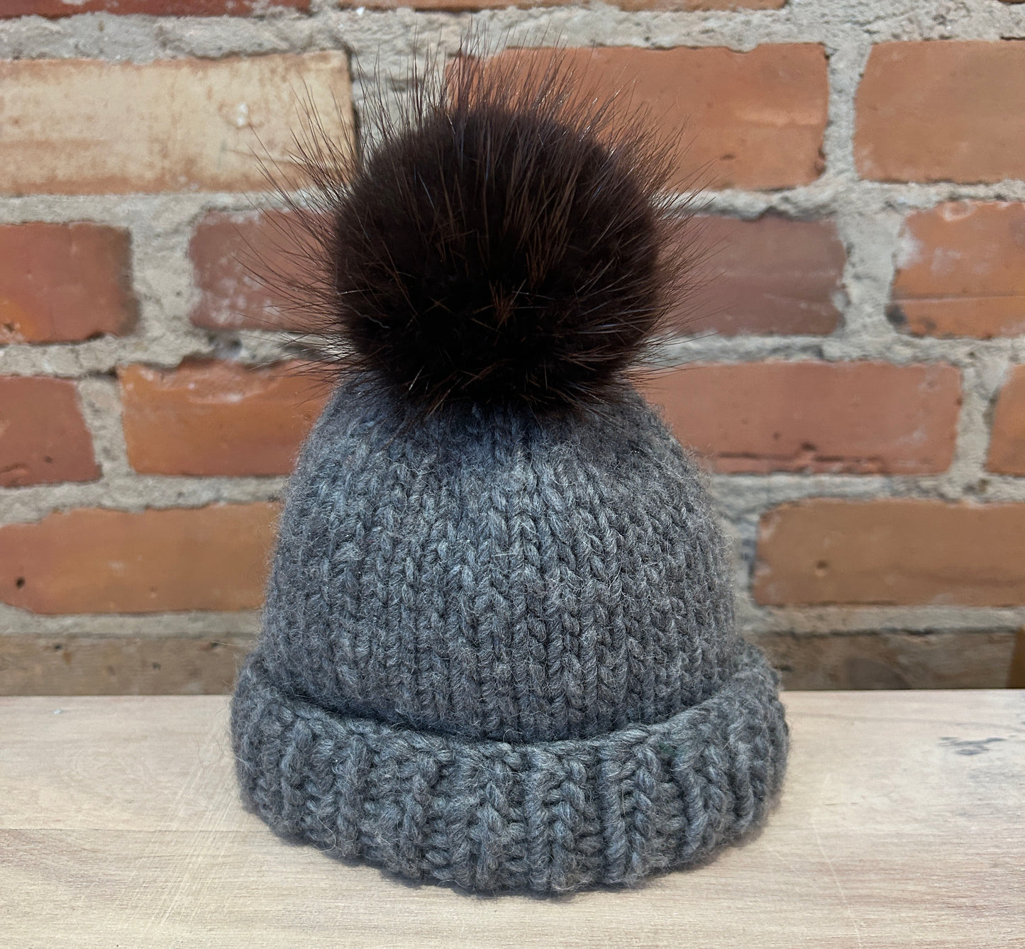 Dark Brown Beaver Fur Hat Pom, 3.5 Inch