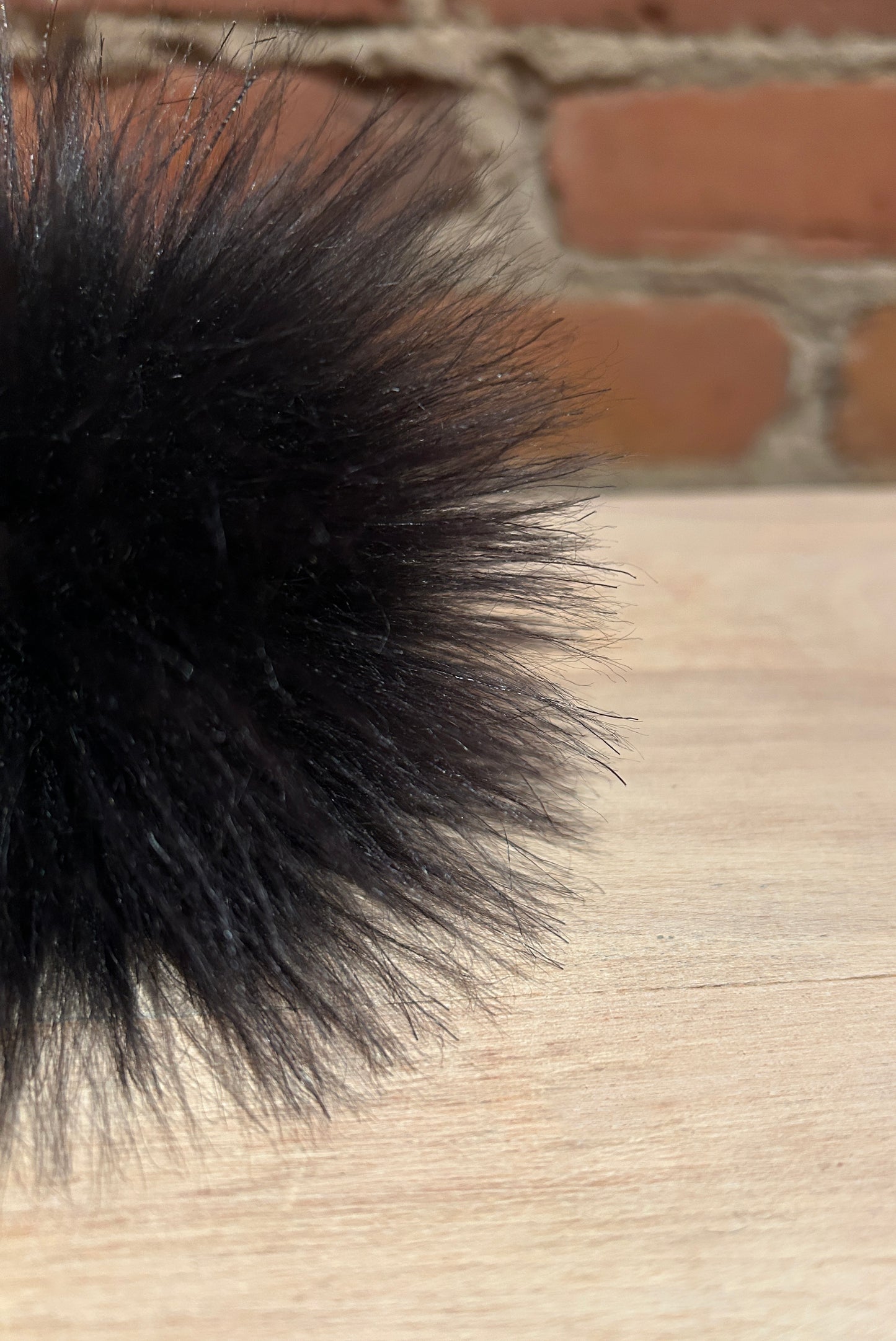 Charcoal Black Faux Fur Pom, 3.5 Inch