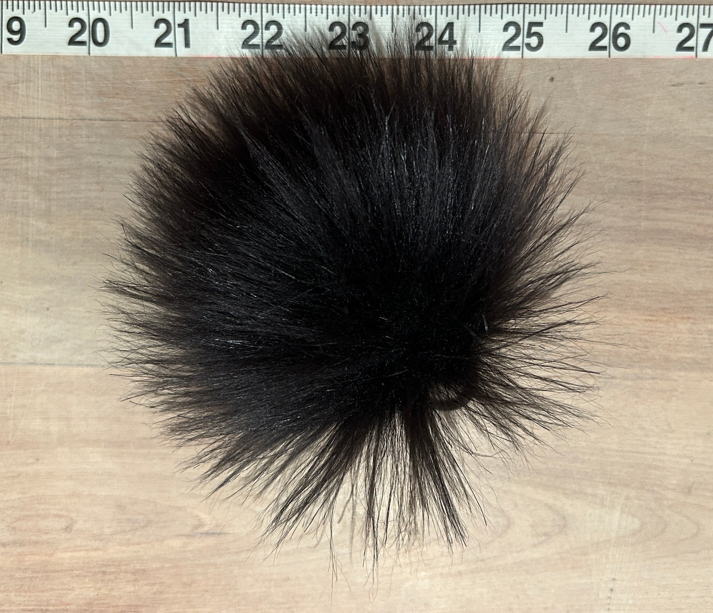 Charcoal Black Faux Fur Pom, 3.5 Inch