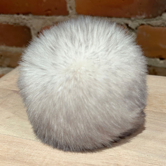 Light Grey and White Faux Chinchilla Hat Pom