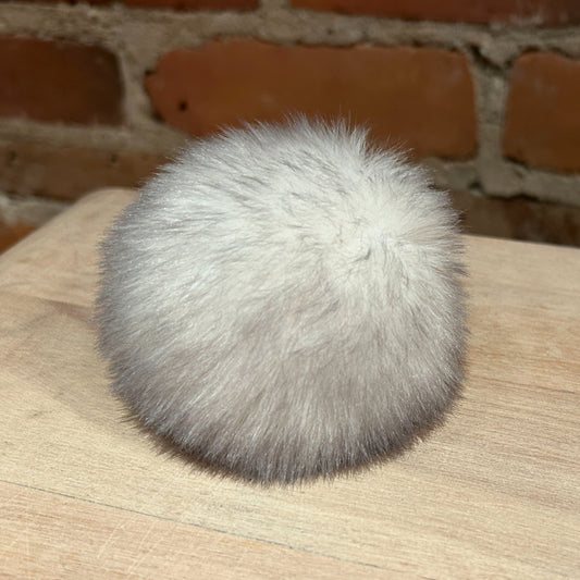 Small 3-Inch Grey Faux Fur Pom Pom for Your Beret