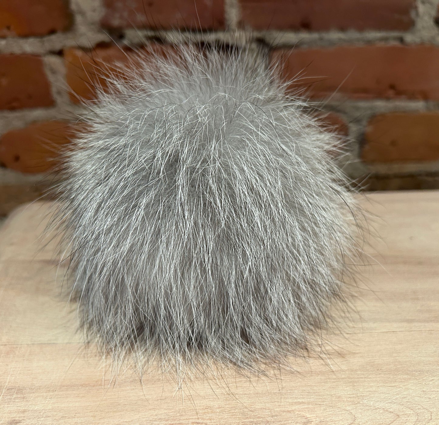 Light Grey Fox Fur Pom, 6 Inch