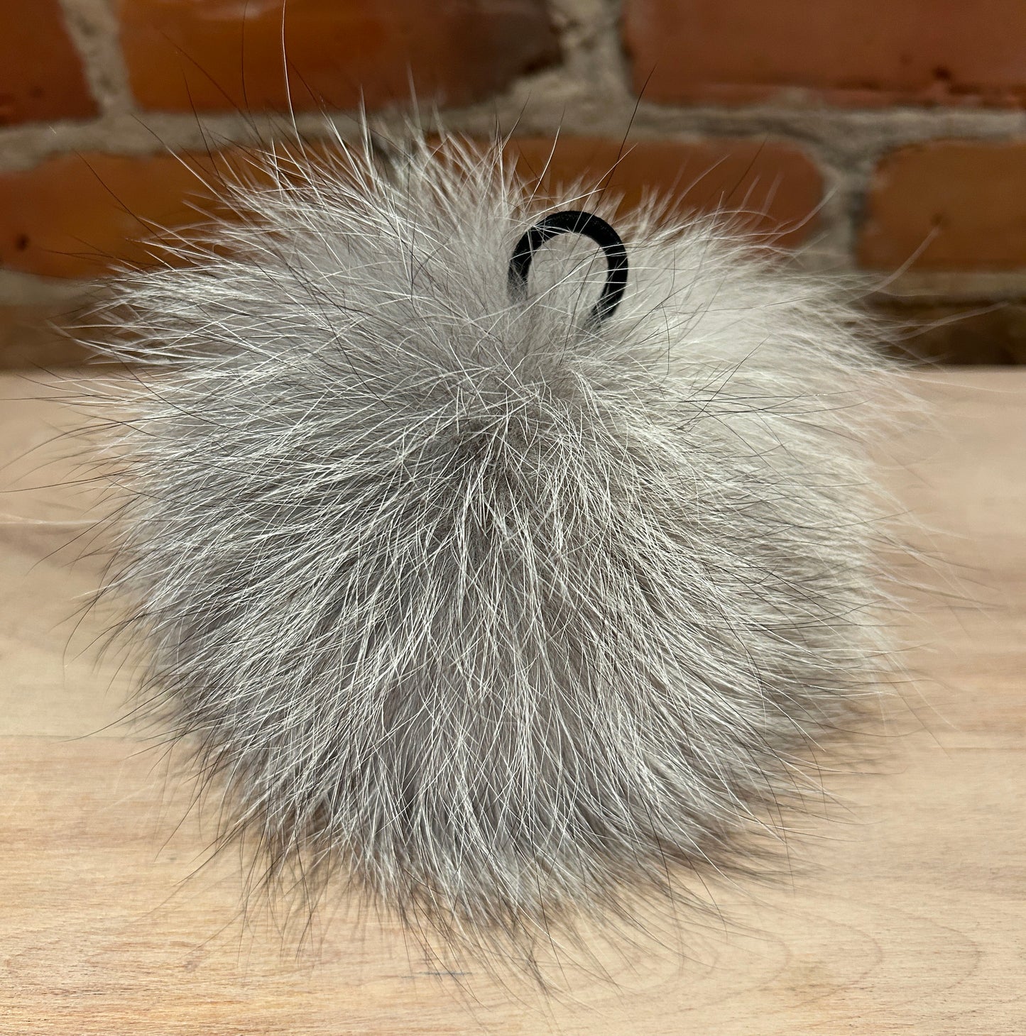 Light Grey Fox Fur Pom, 6 Inch