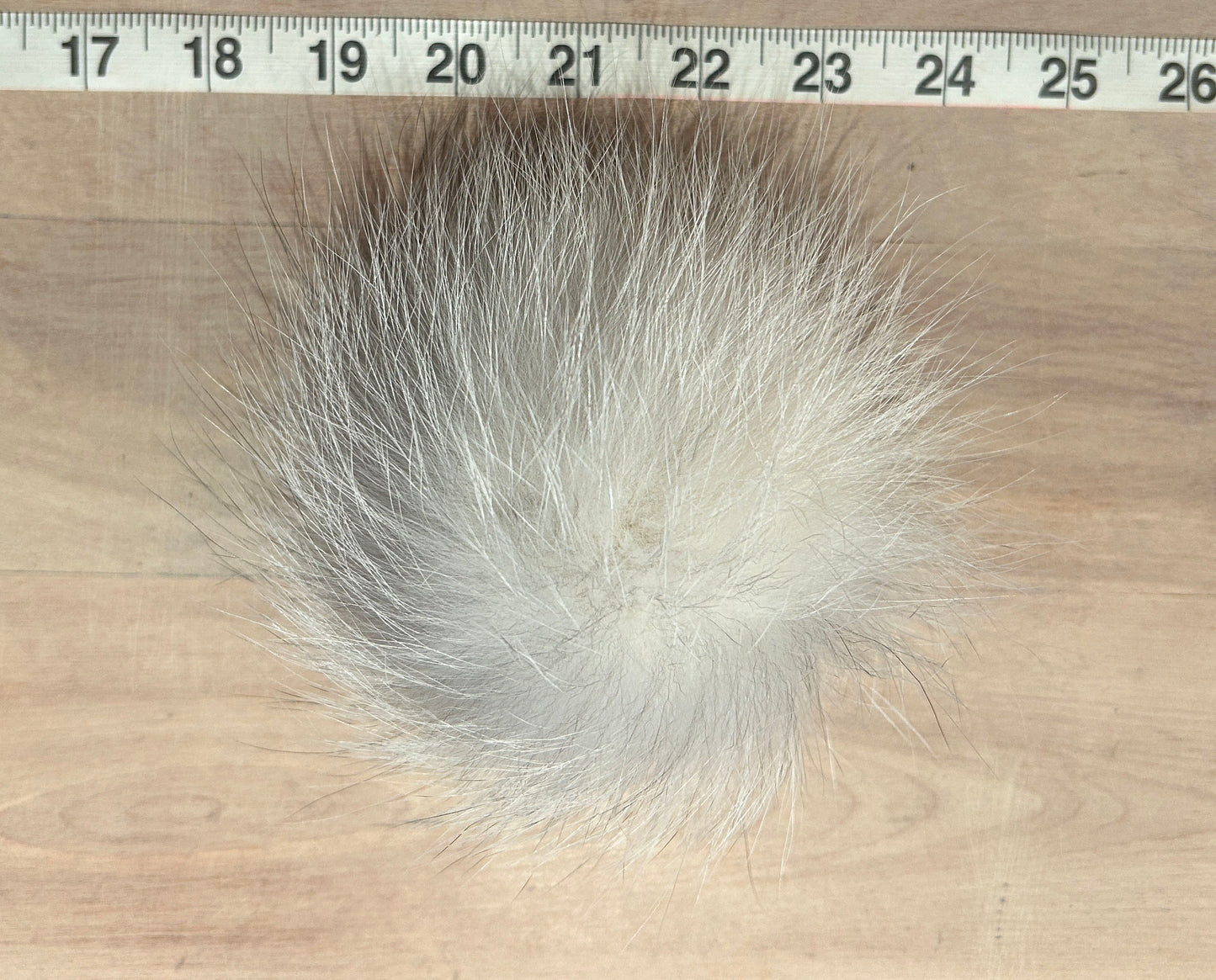 Grey White Fox Pom, 4.5 Inch