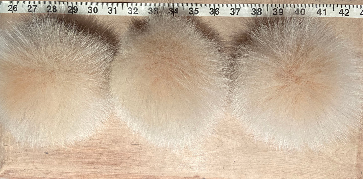 Ivory Peach Fox Fur Pom, 5.5 Inch
