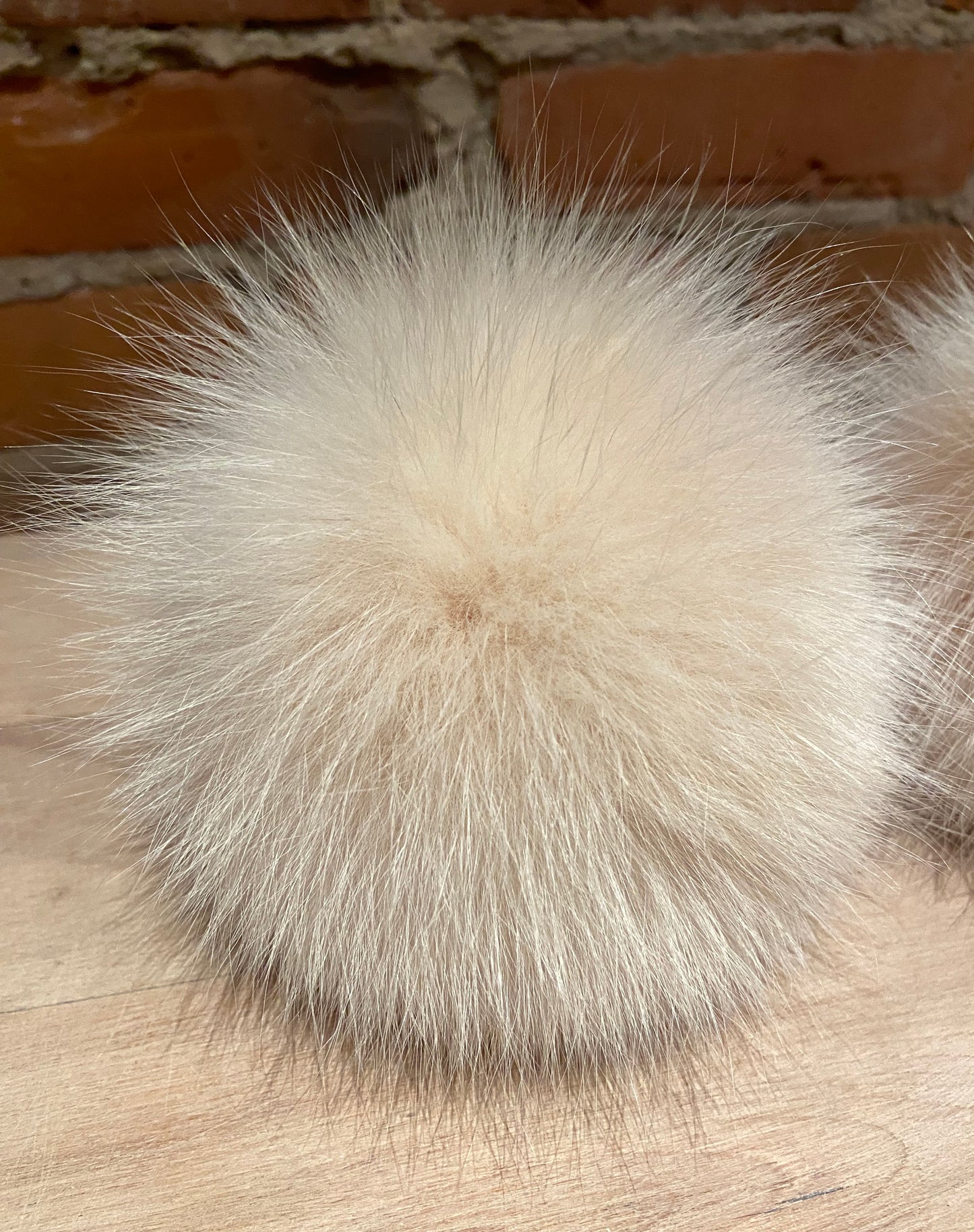 Ivory Peach Fox Fur Pom, 5 Inch