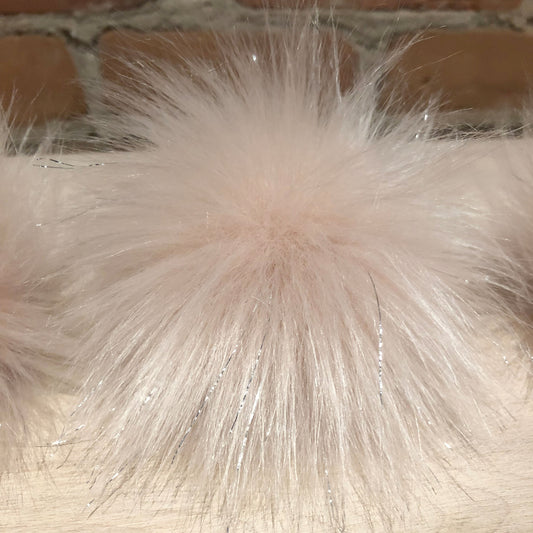 Light Pink Pom with Silver Metalic Sparkles for Your Knit Hat