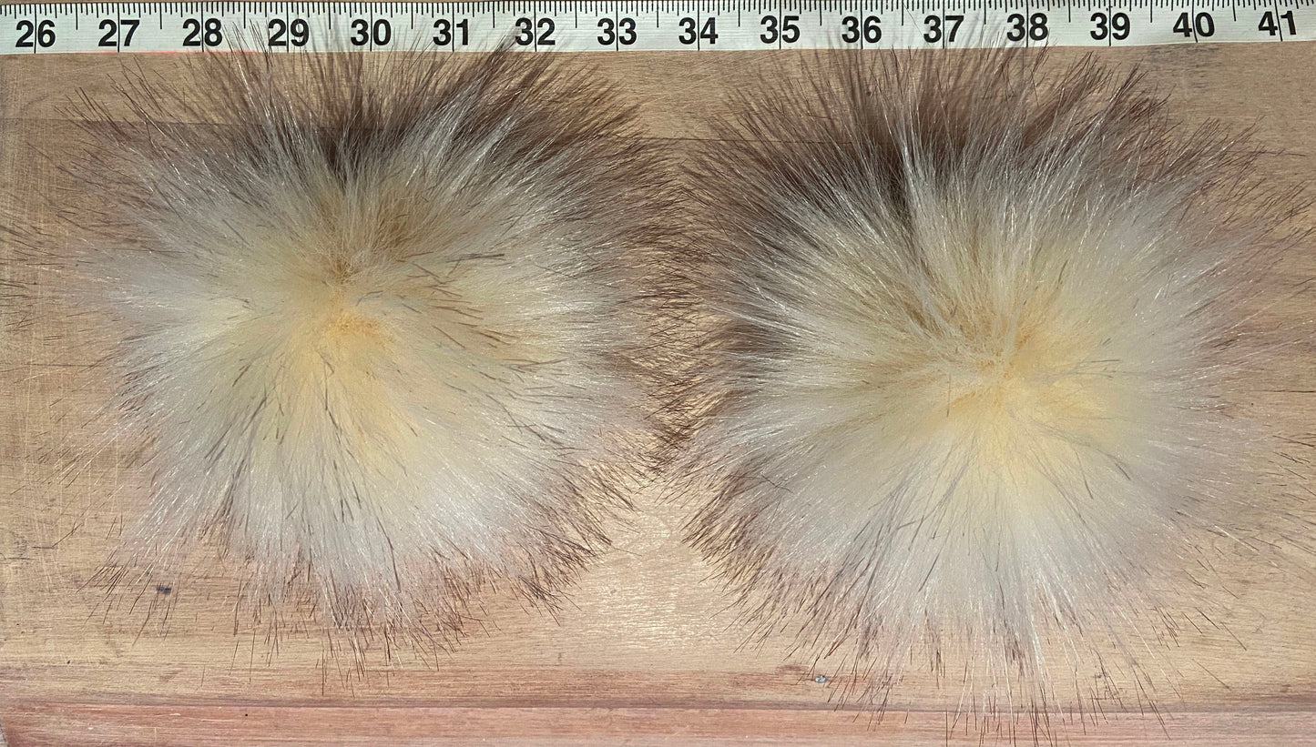 Ivory Peach Raccoon Faux Fur Pom - 5 Inch