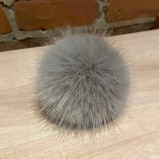 Small Grey Faux Mink Fur Craft Pom Pom