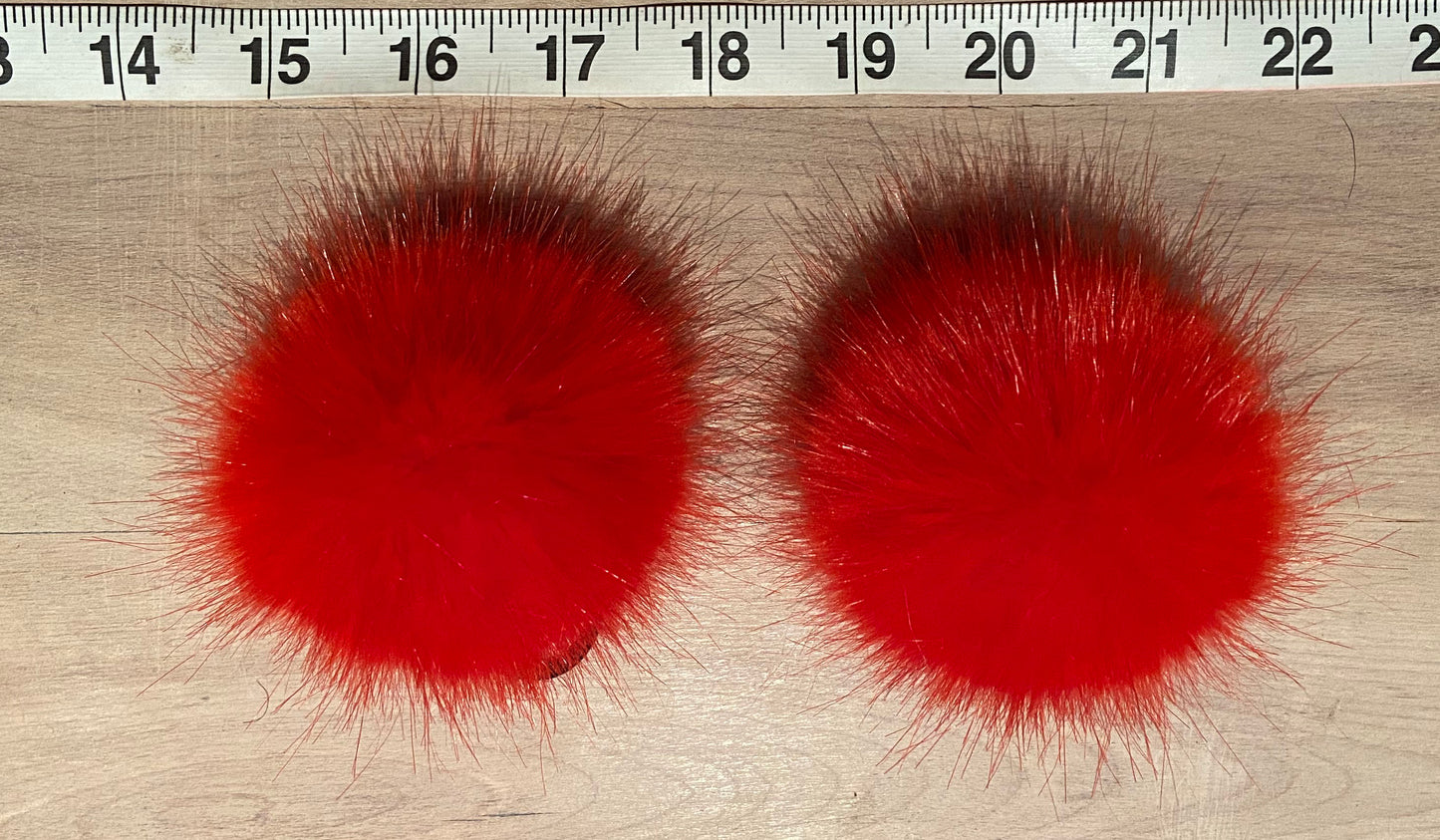 Coral Red Faux Mink Fur Mini Pom, 2.5 Inch