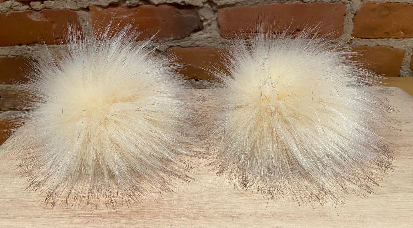 Ivory Peach Raccoon Faux Fur Pom - 6" Inch