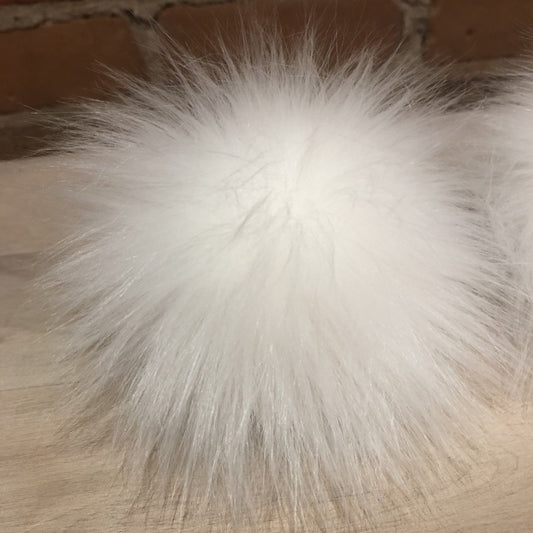 Pure Bright White Faux Lamb Fur Pom, 4 Inch