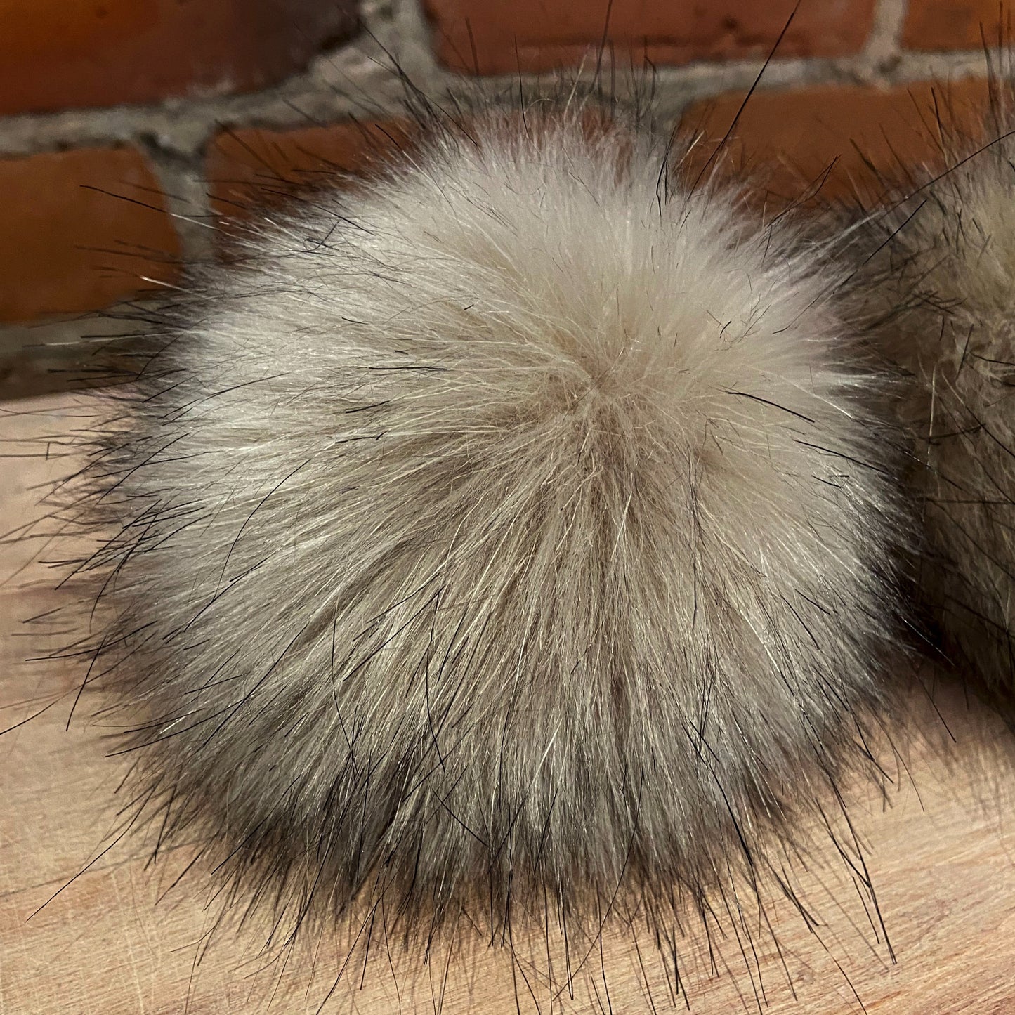Beige Faux Fur Pom for Knit Hat
