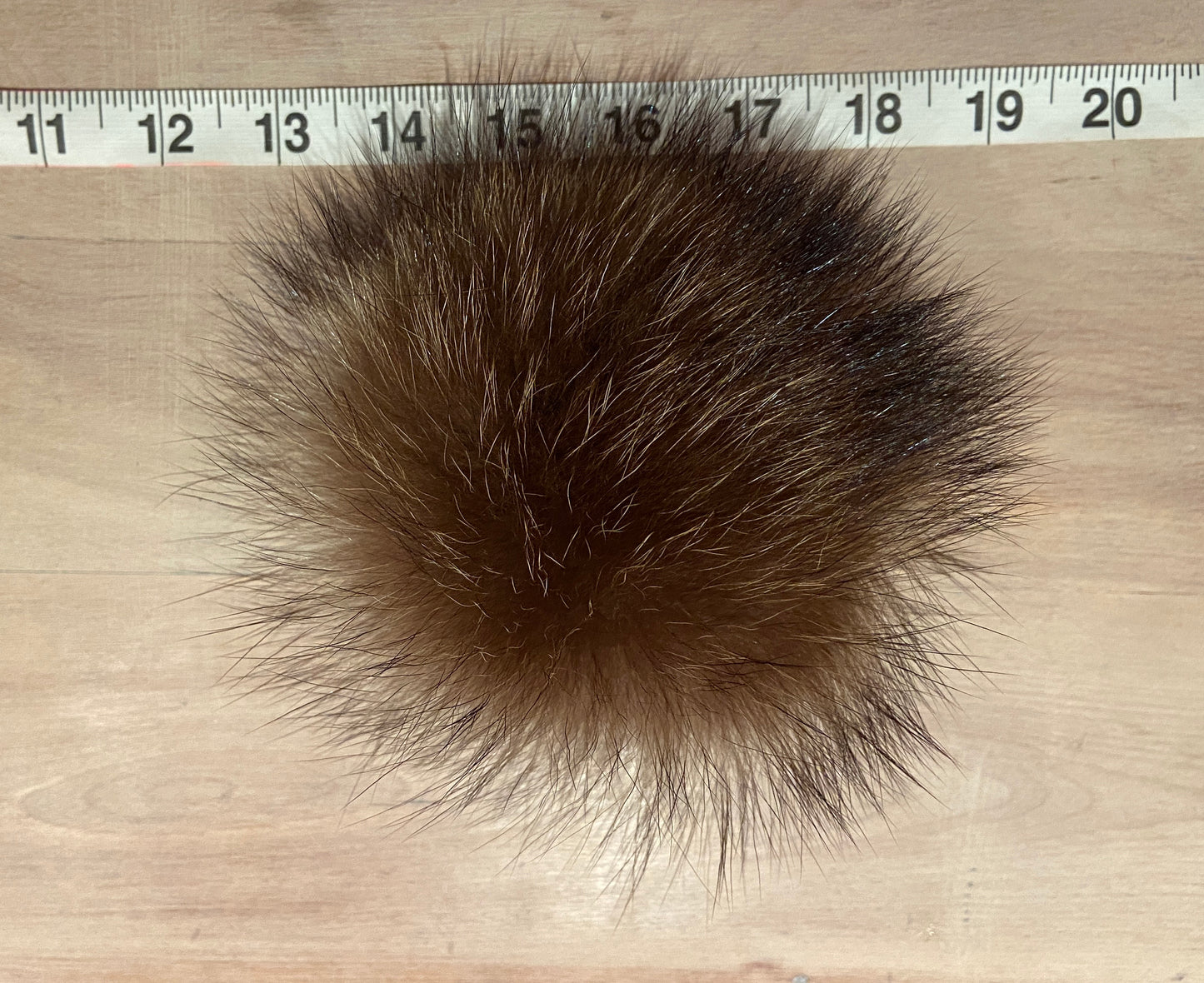 Golden Brown Raccoon Fur Pom, 5 Inch