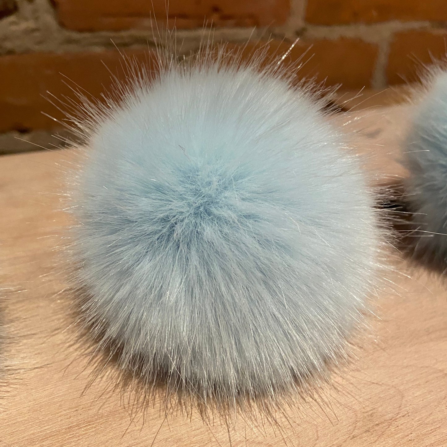 Robin's Egg Blue Faux Mink Fur Pom Pom for Crochet Knitting Projects