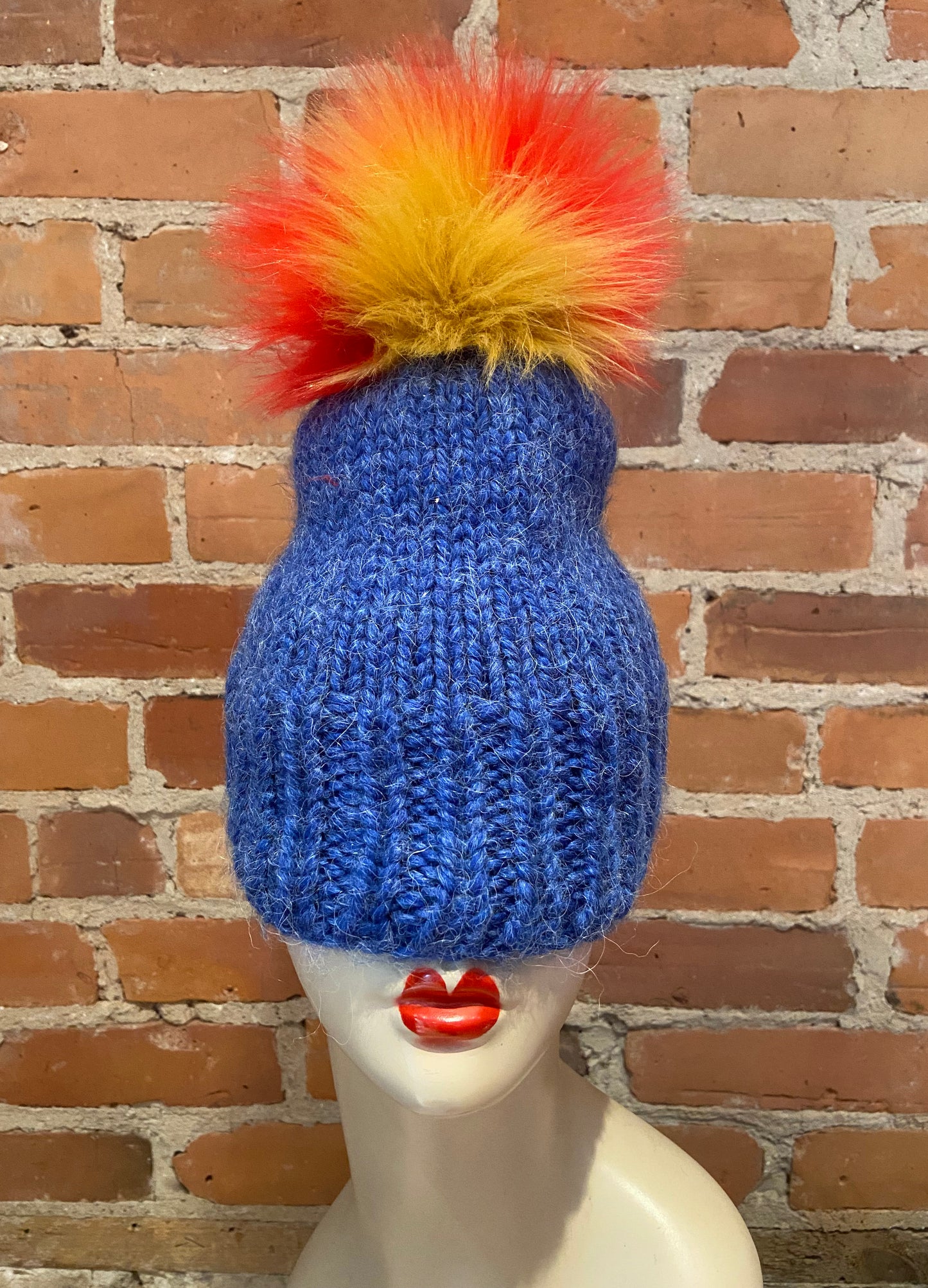 Jumbo Red Yellow Multi-Color Hat Pom, 6 Inch