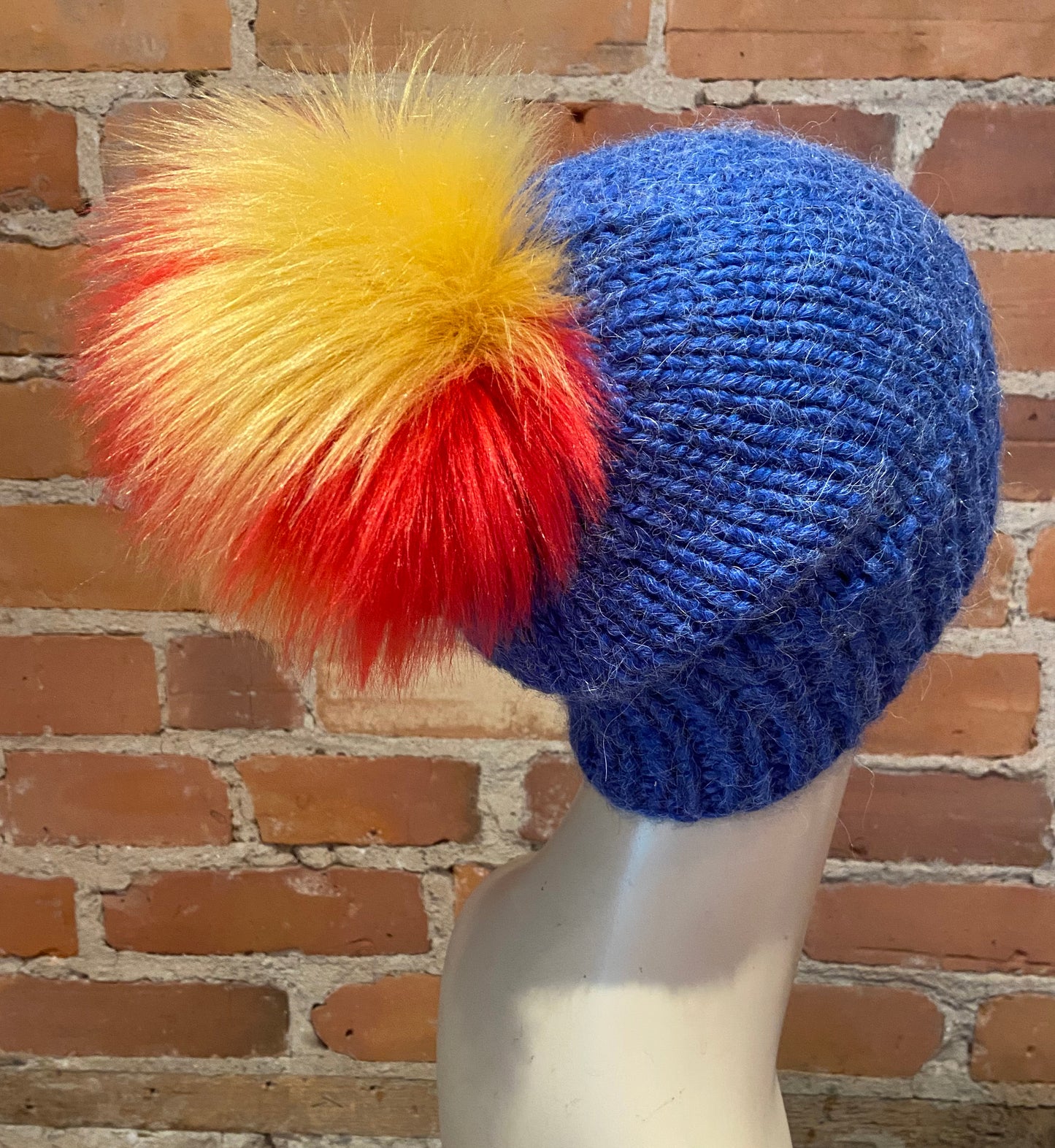 Jumbo Red Yellow Multi-Color Hat Pom, 6 Inch