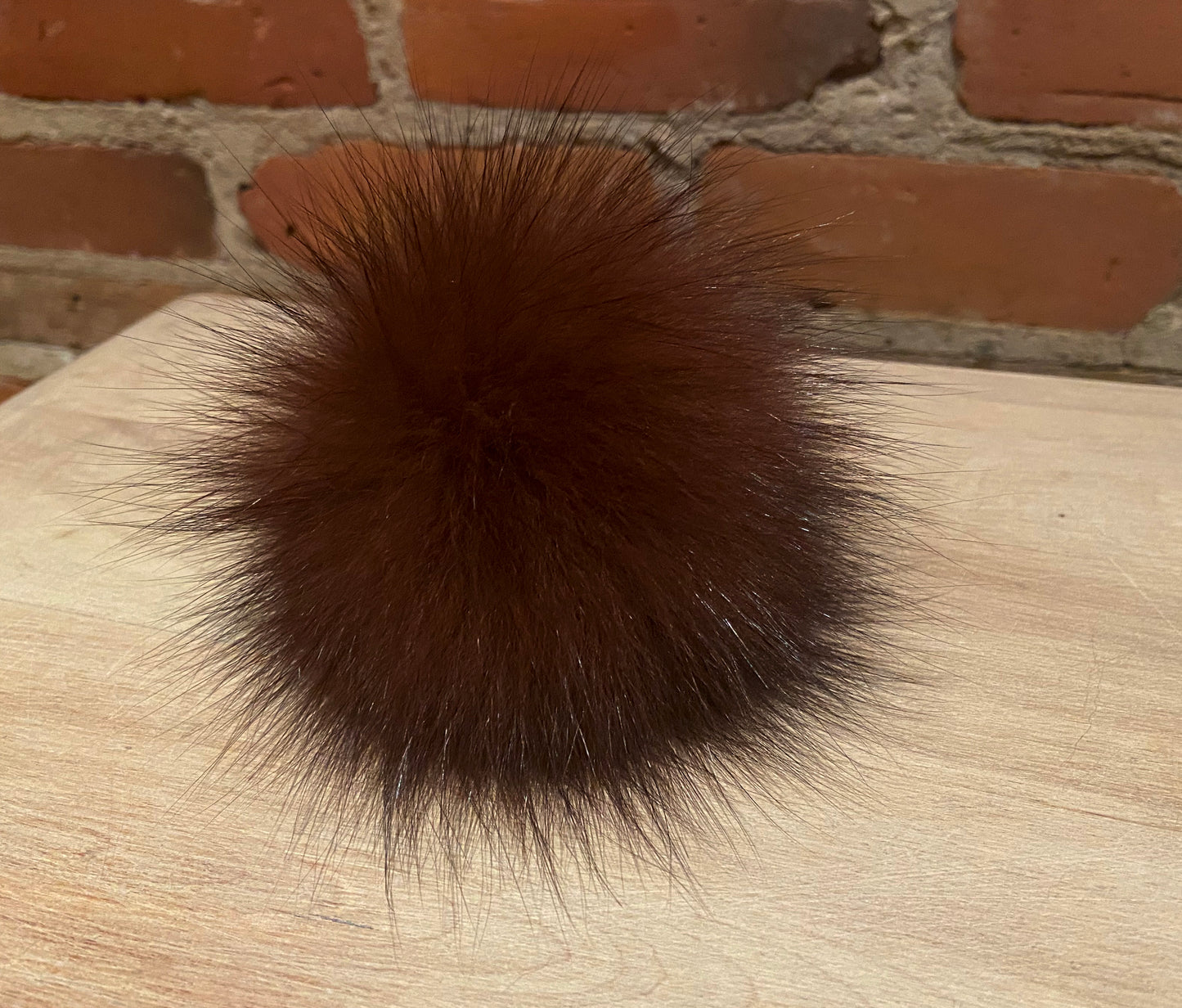 Cinnamon Recycled Fox Fur Pom, 4 Inch