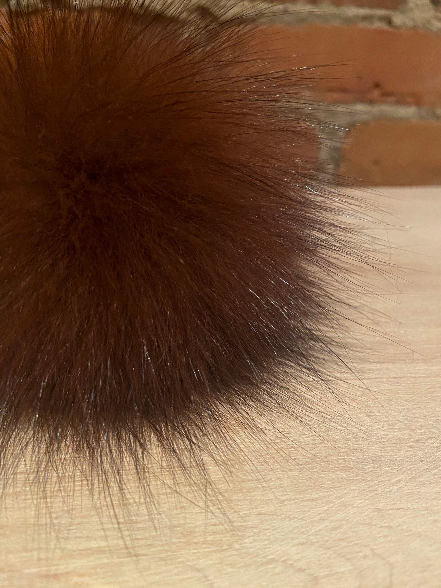 Cinnamon Recycled Fox Fur Pom, 4 Inch