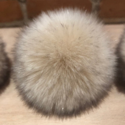 3-Inch Faux Fur Beige Chinchilla Hat Pom for Baby's Knits