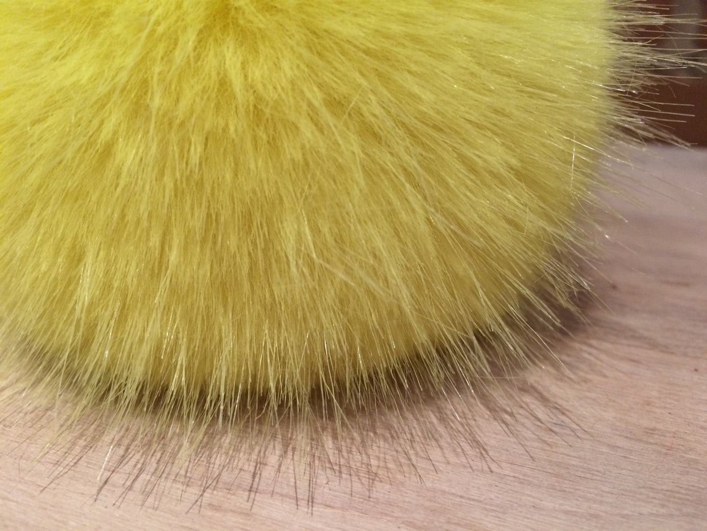 Lemon Yellow Mink Faux Fur Pom, 4 Inch