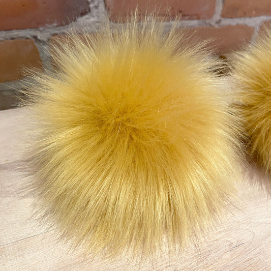 5-Inch Gold Lamb Faux Fur Pom for Your Knit Hat