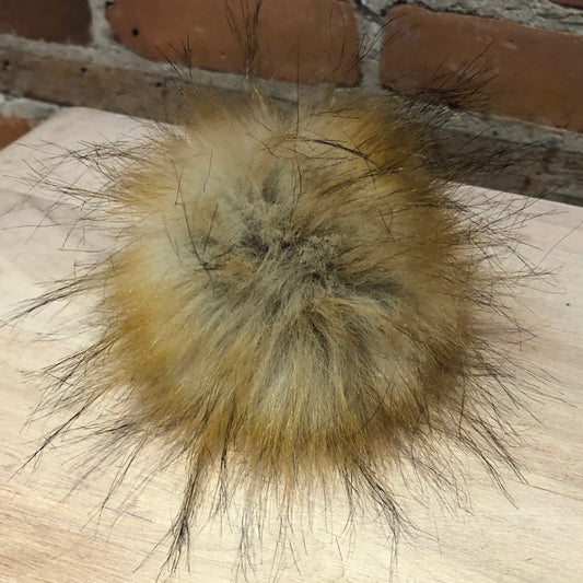 4-Inch Golden Finnish Raccoon Faux Fur Pom for Your Knit Hat