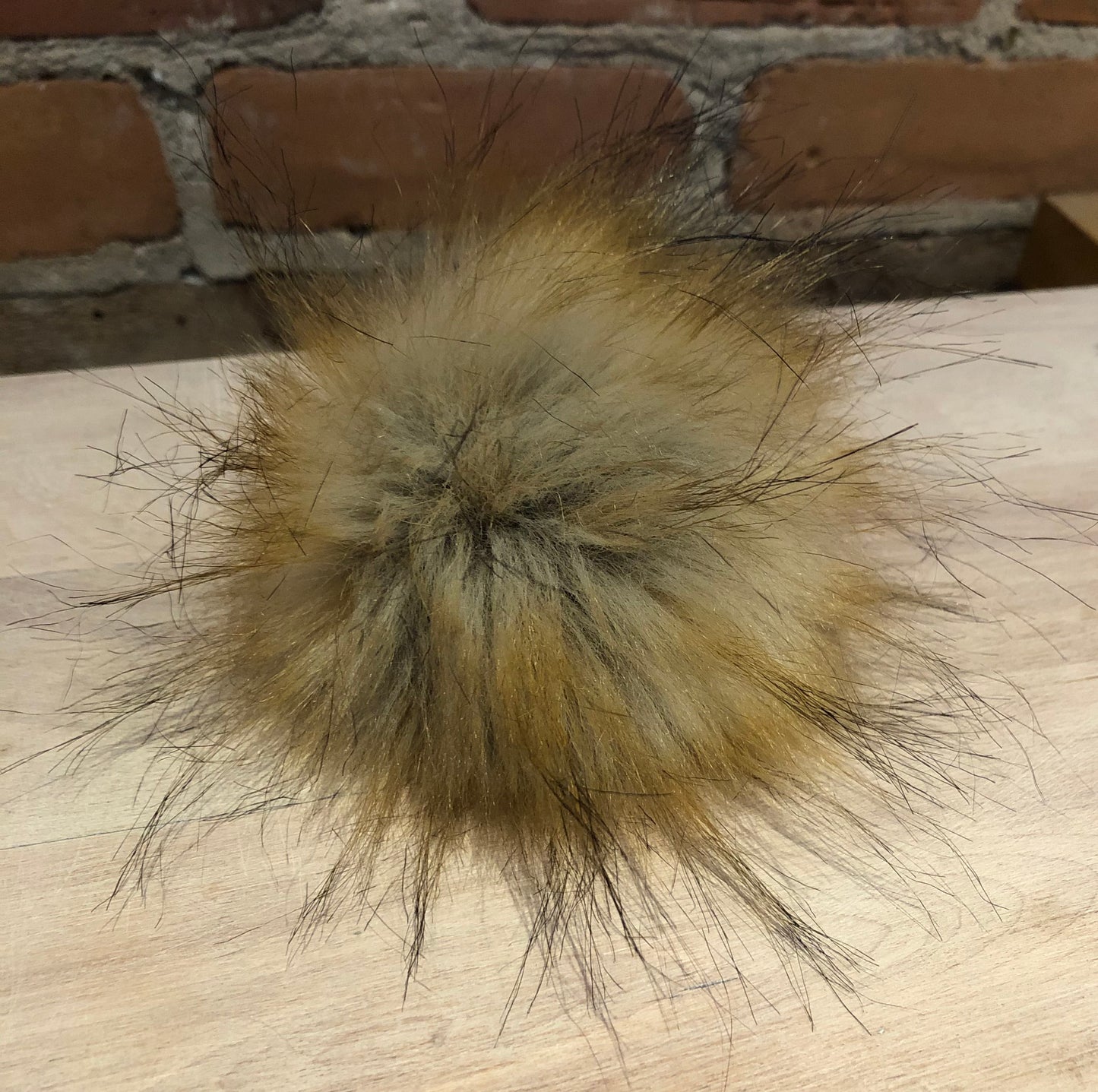 Golden Finnish Raccoon Faux Fur Pom, 4 Inch
