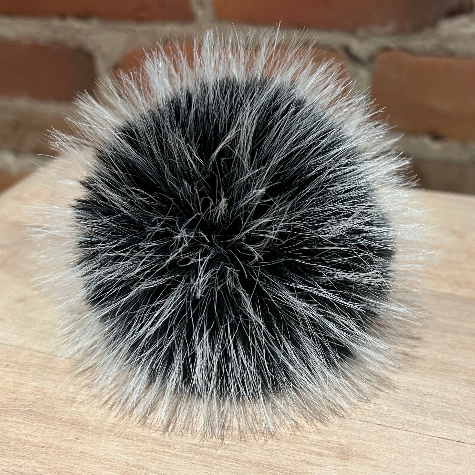 Frosted Black and White Faux Fur Pom Pom