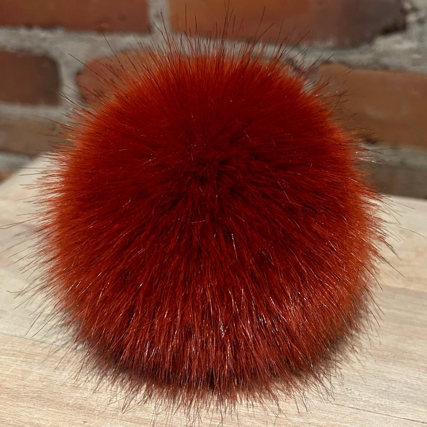 Rust Red Faux Fur Pom for Your Knit Hat