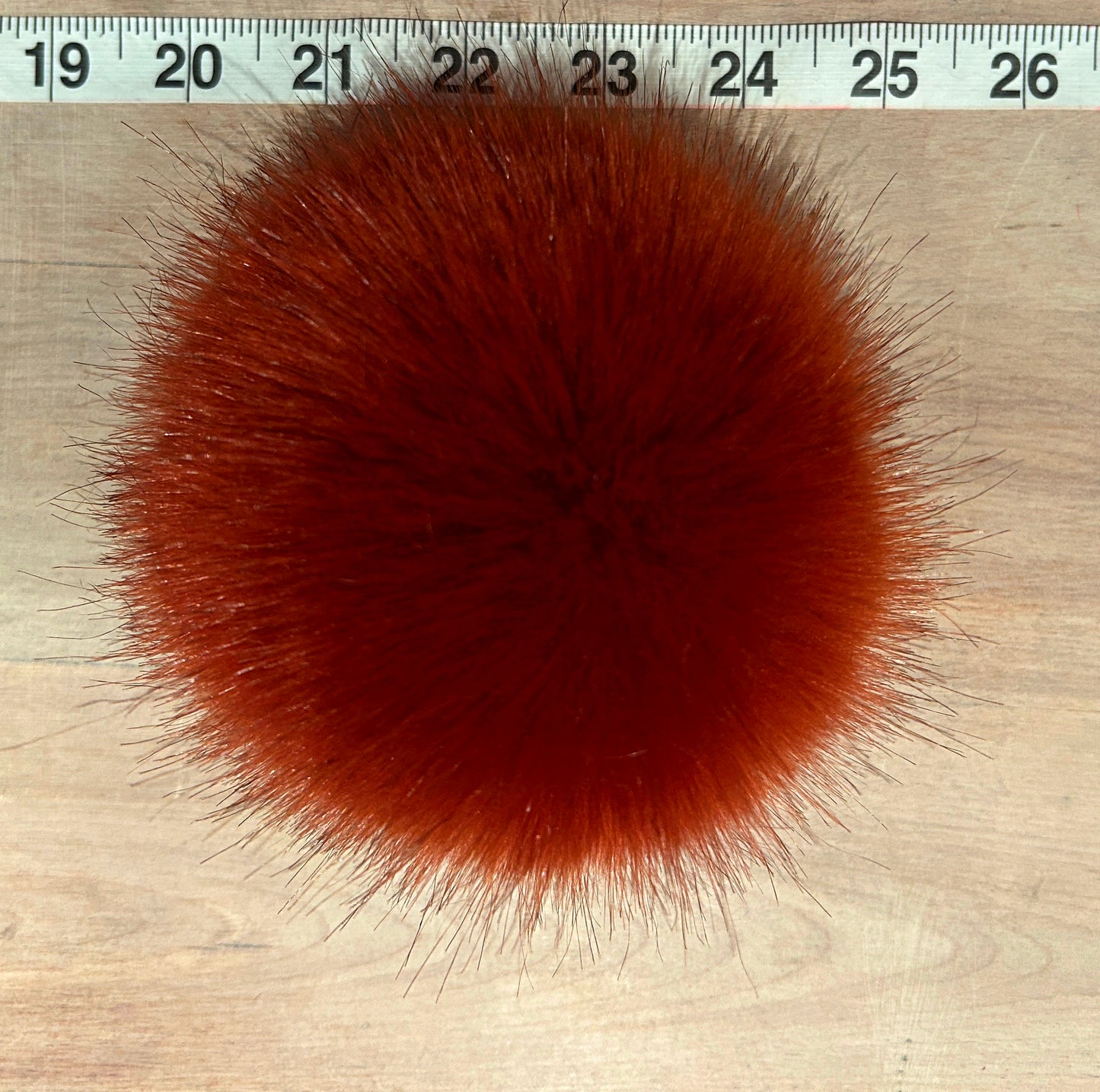 Rust Red Mink Faux Fur Pom, 5 Inch