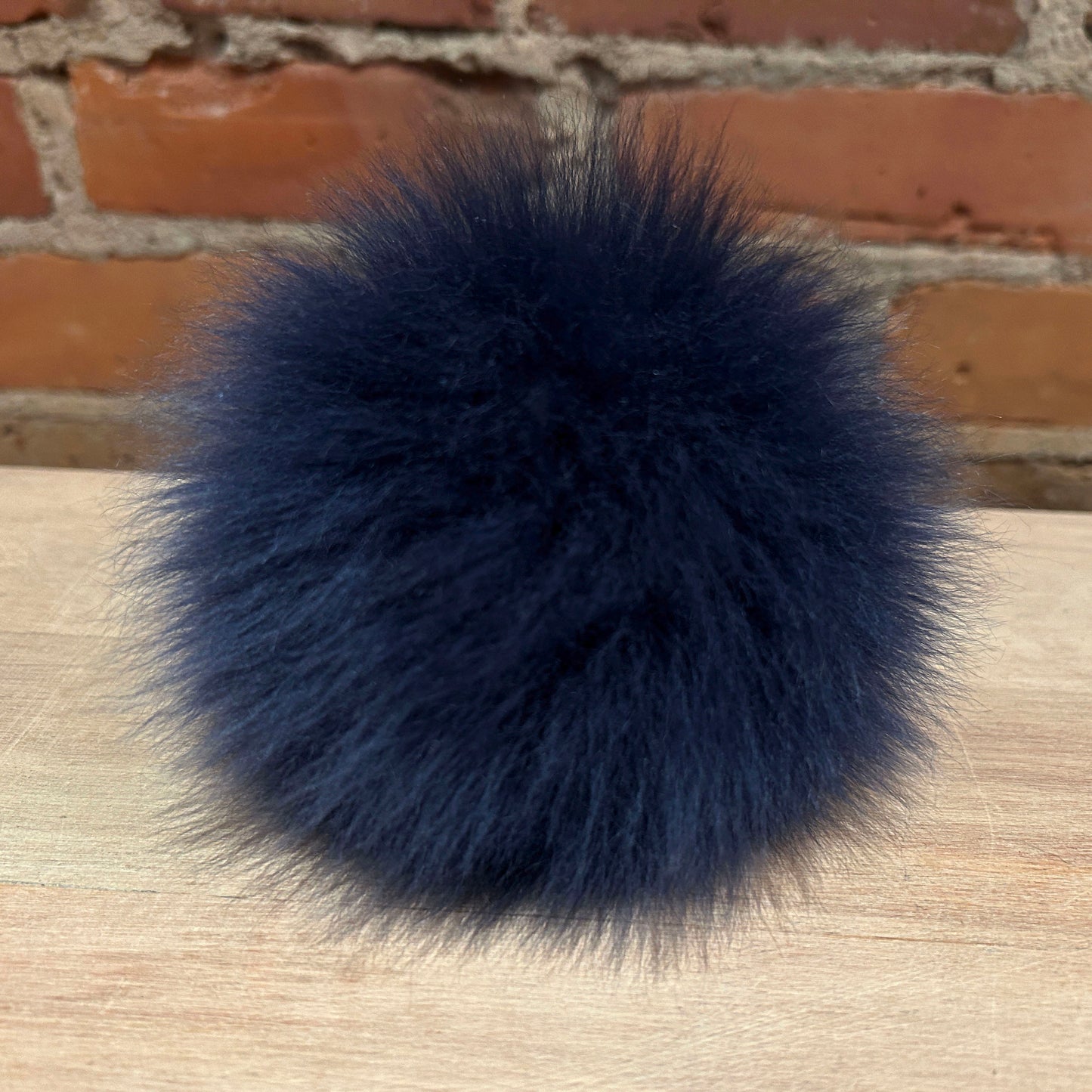 Sapphire Blue Lamb Fur Pom, 5.5 Inch