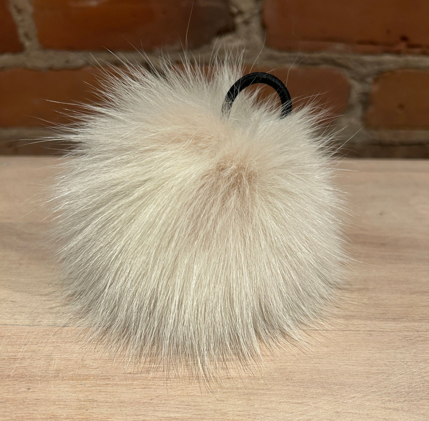 Ivory Peach Fox Fur Pom, 5 Inch