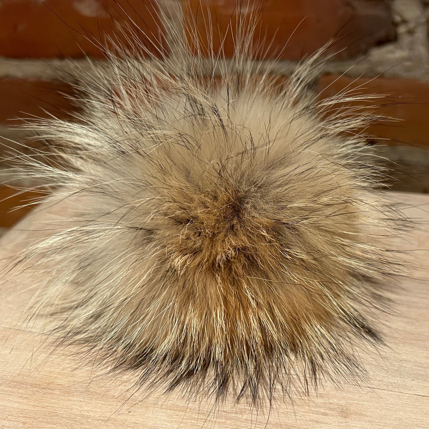Fluffy Beige Coyote Hat Pom