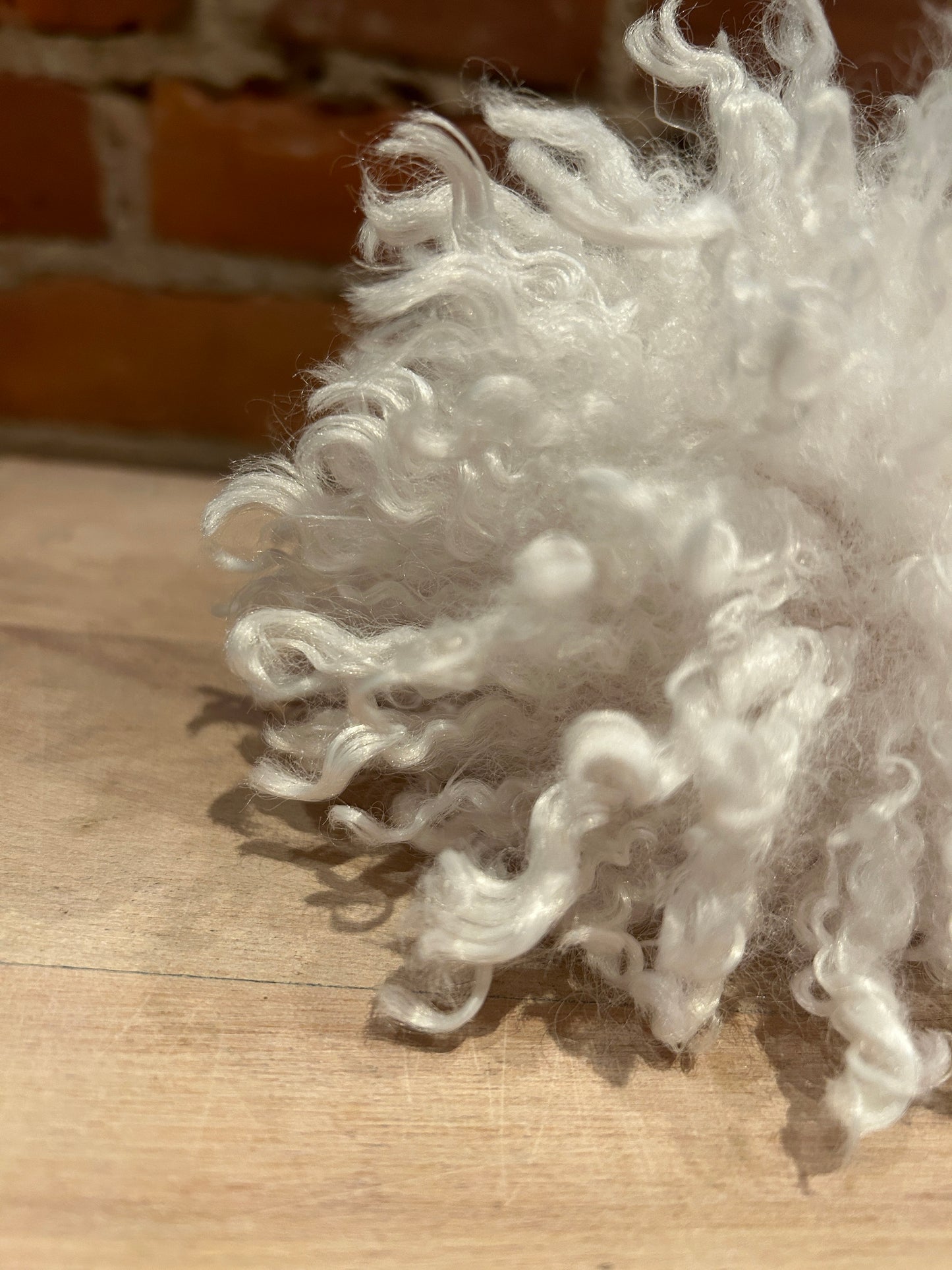 Winter White Faux Fur Curly Pom, 5 Inch