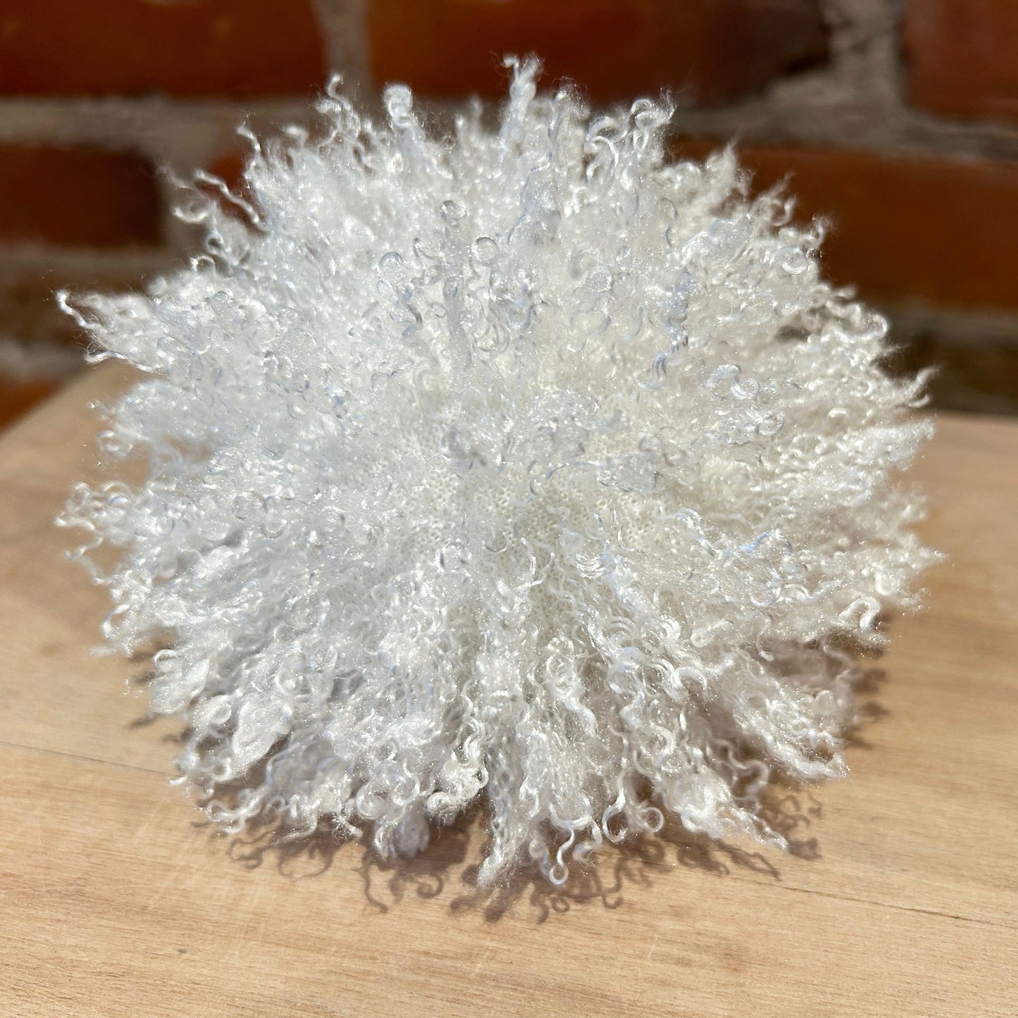 Curly White Faux Fur Hat Pom