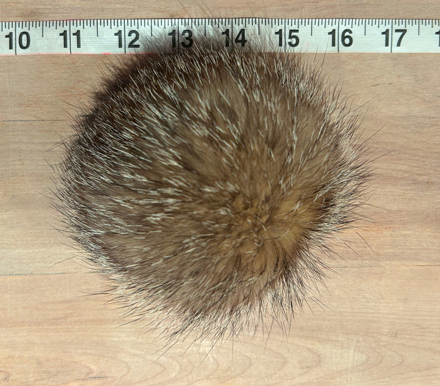 Grey Beige Fox Fur Pom, 4.5 Inch