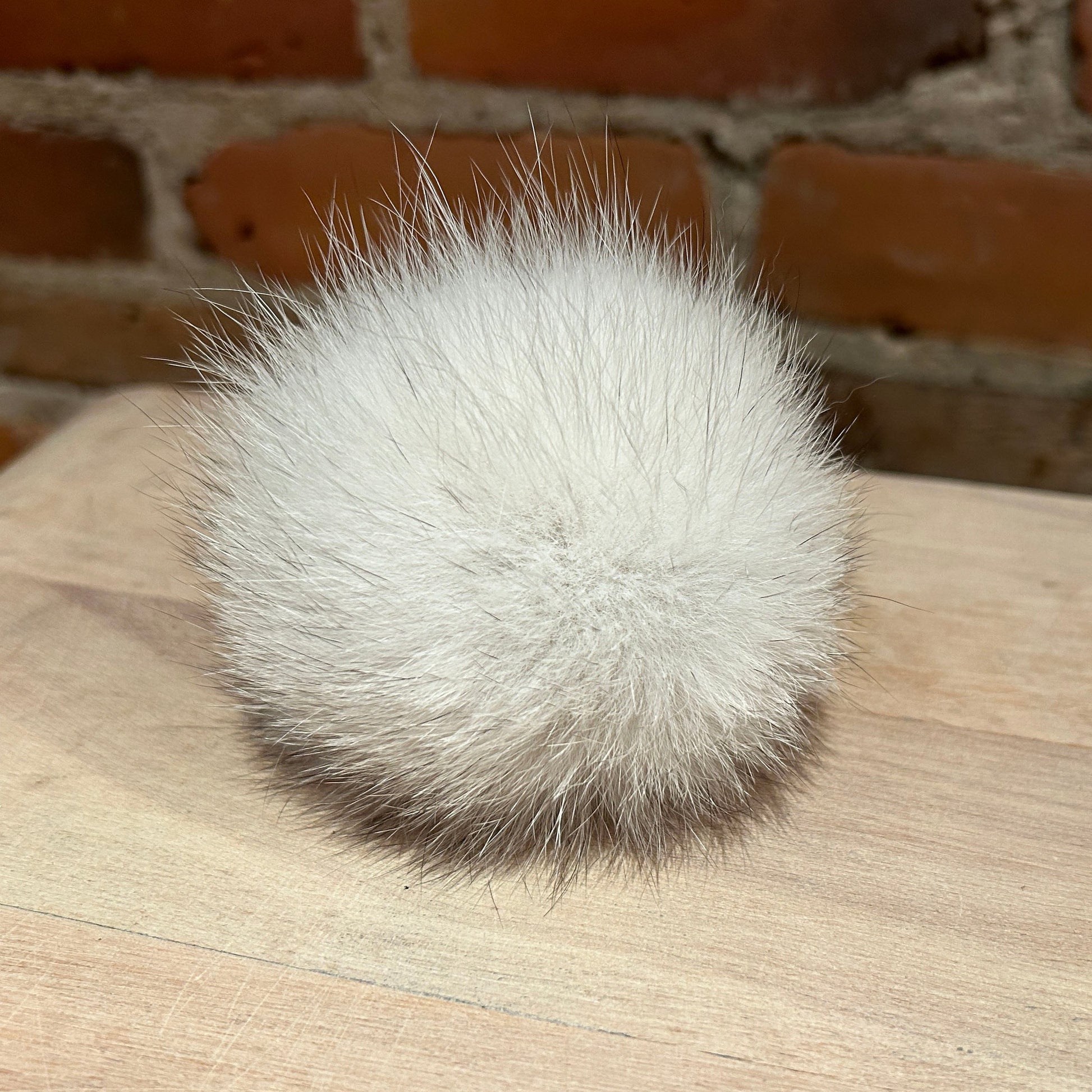 Pure Bright White Blue Fox Recycled Fur Hat Pom